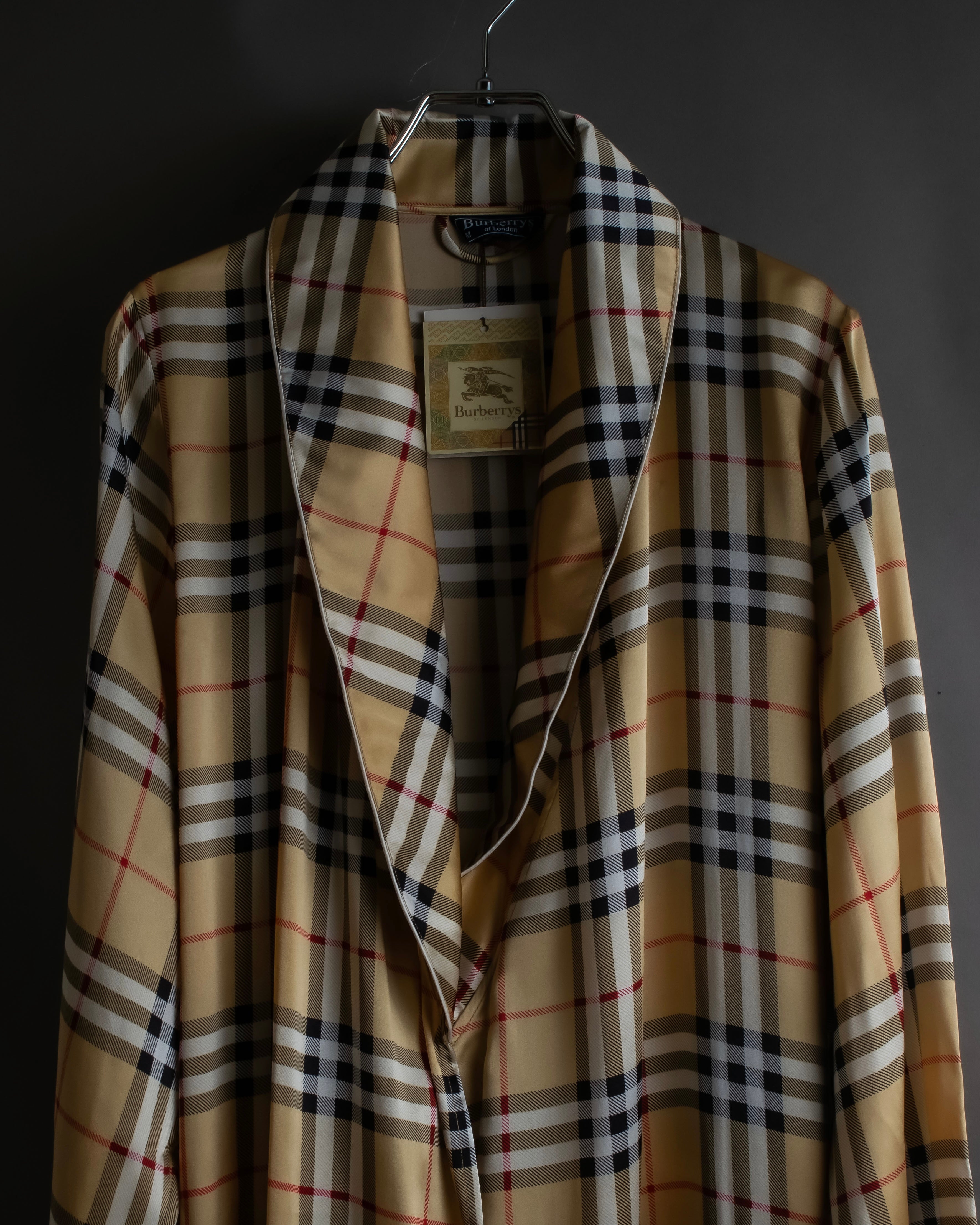 "BURBERRYS" Nova check maxi length silk gown coat