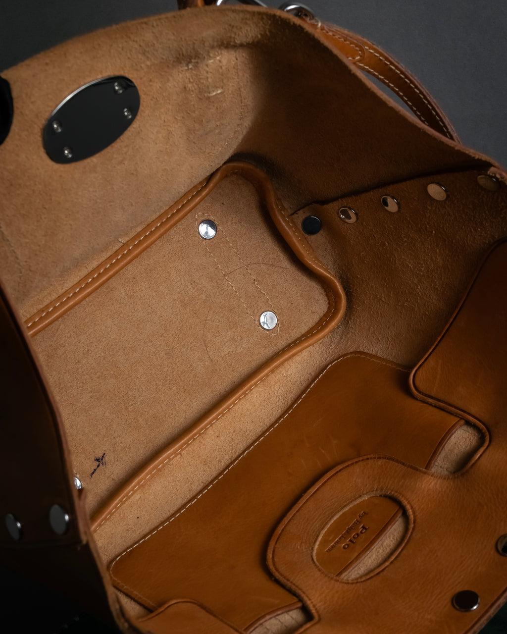 "Ralph Lauren" Metal stud design 2-way leather bag