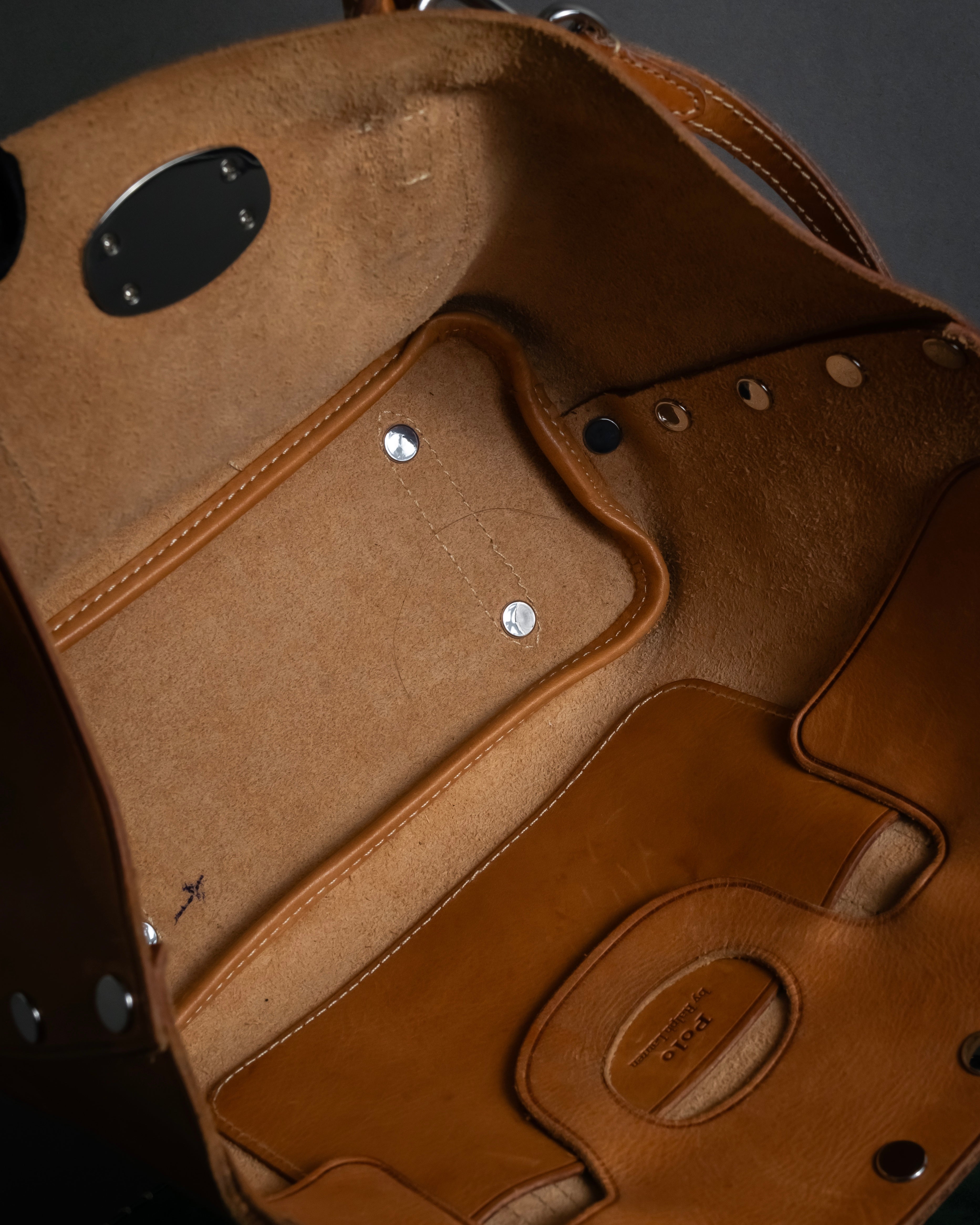 "Ralph Lauren" Metal stud design 2-way leather bag