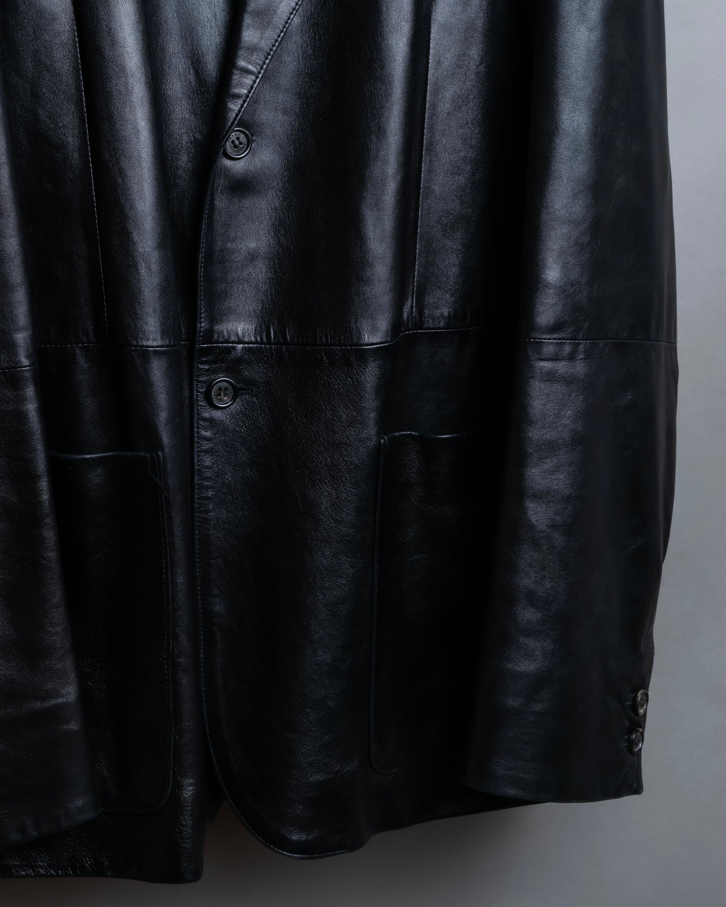 "PRADA" Oversized switched design leather tailored jacket