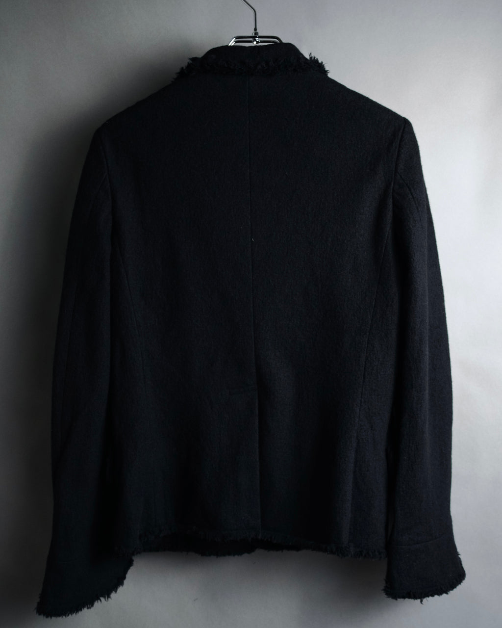 –SPECIAL– "tricot COMME des GARÇONS" 2004AW Fringed cut-off boiled wool tailored jacket