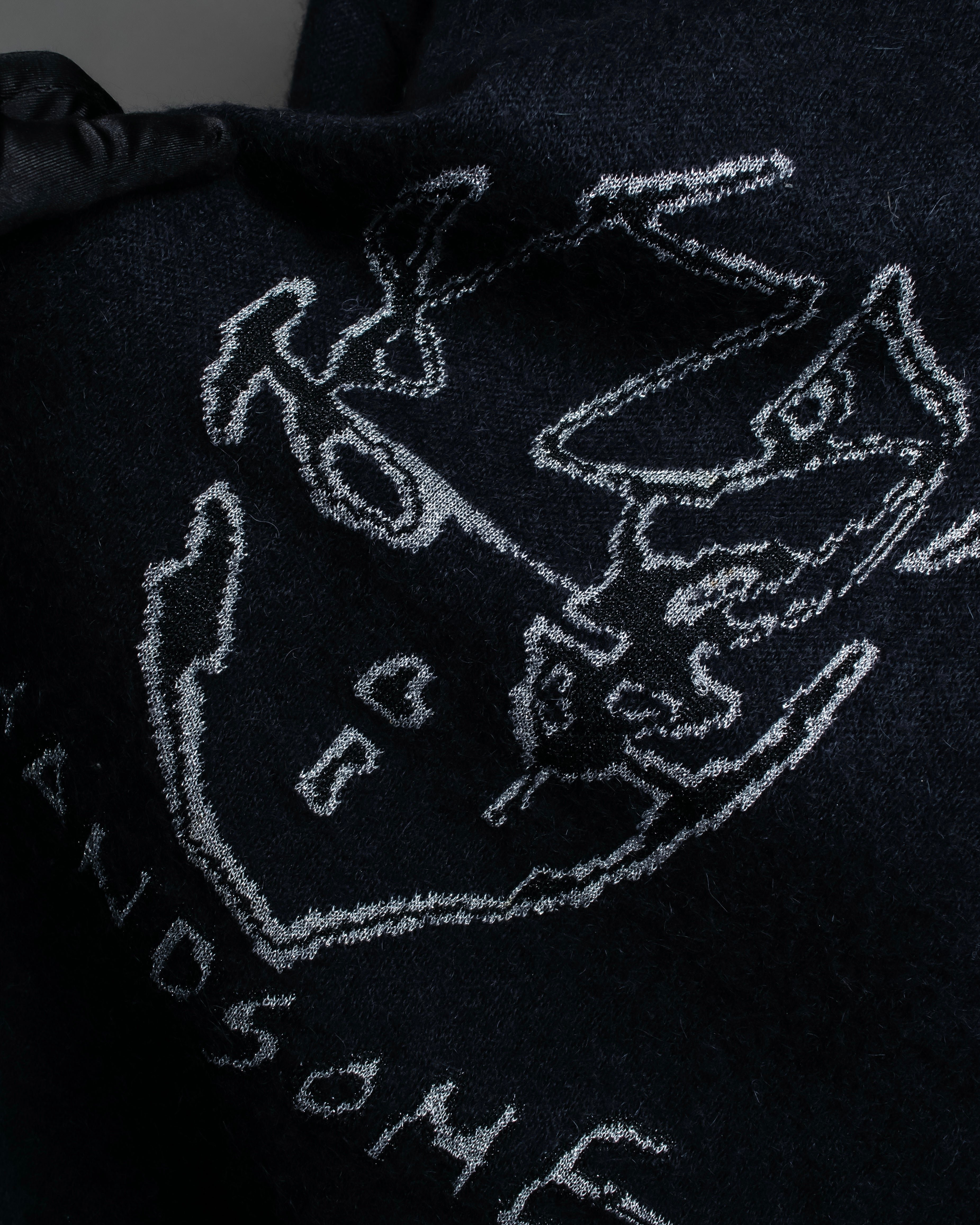 "Saint Laurent" Handsome face embroidery mohair blend oversized knit