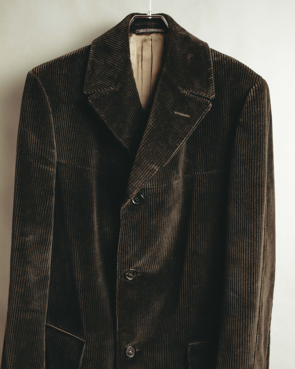-SPECIAL- "GUCCI" 90's-00's Dark brown corduroy tailored chesterfield coat