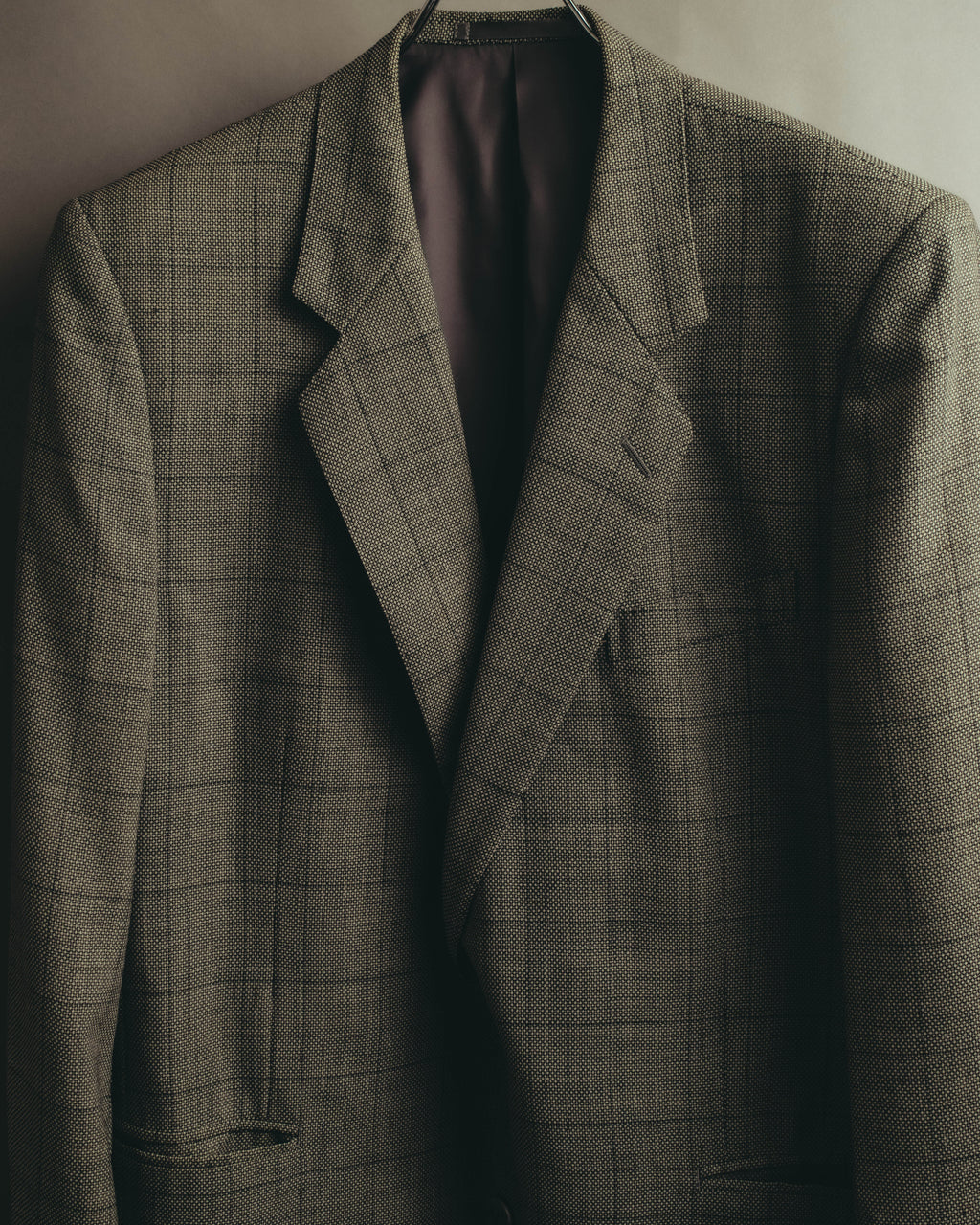 "Pierre Balmain" 80's-90's Windowpane check wool blazer
