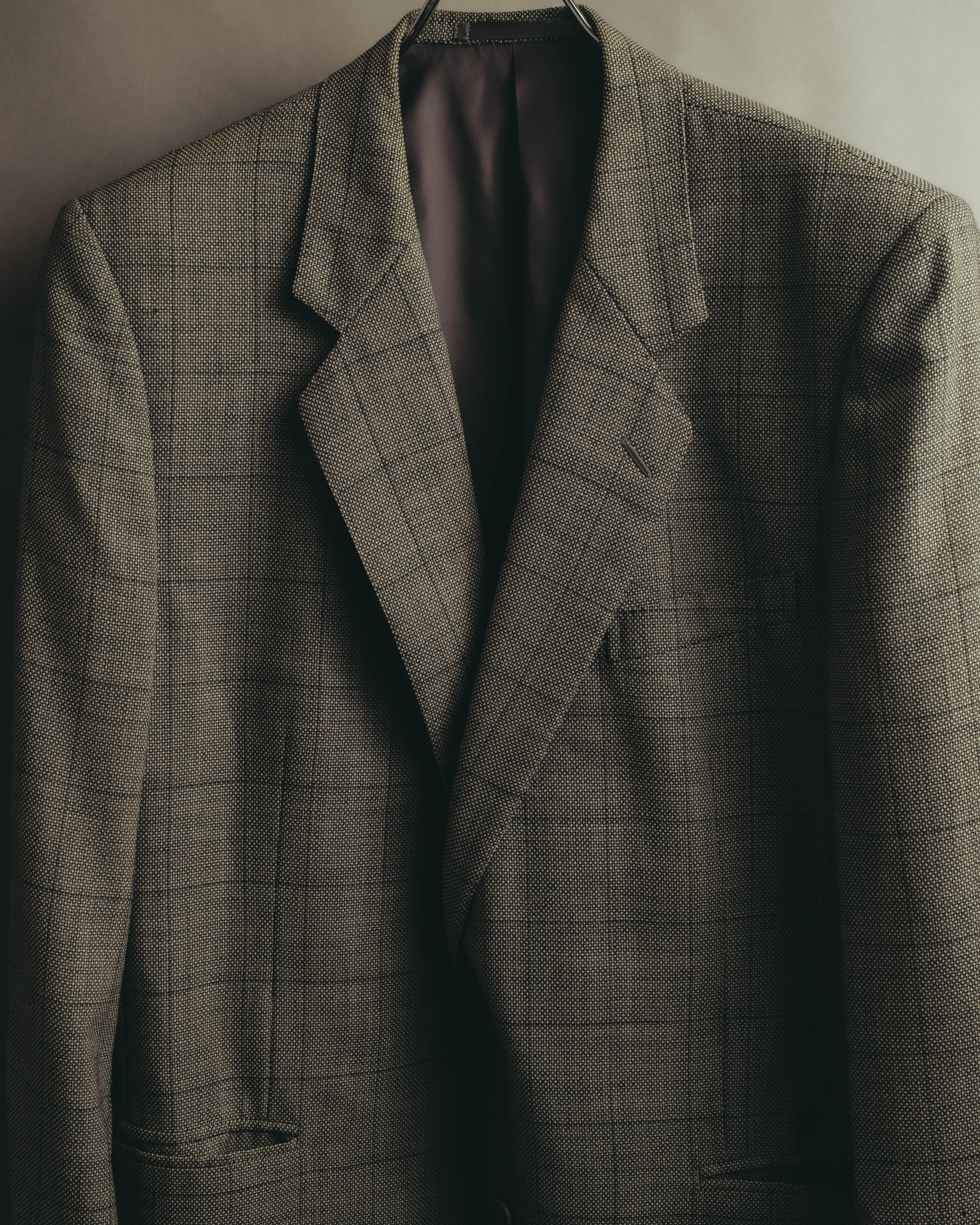 "Pierre Balmain" 80's-90's Windowpane check wool blazer