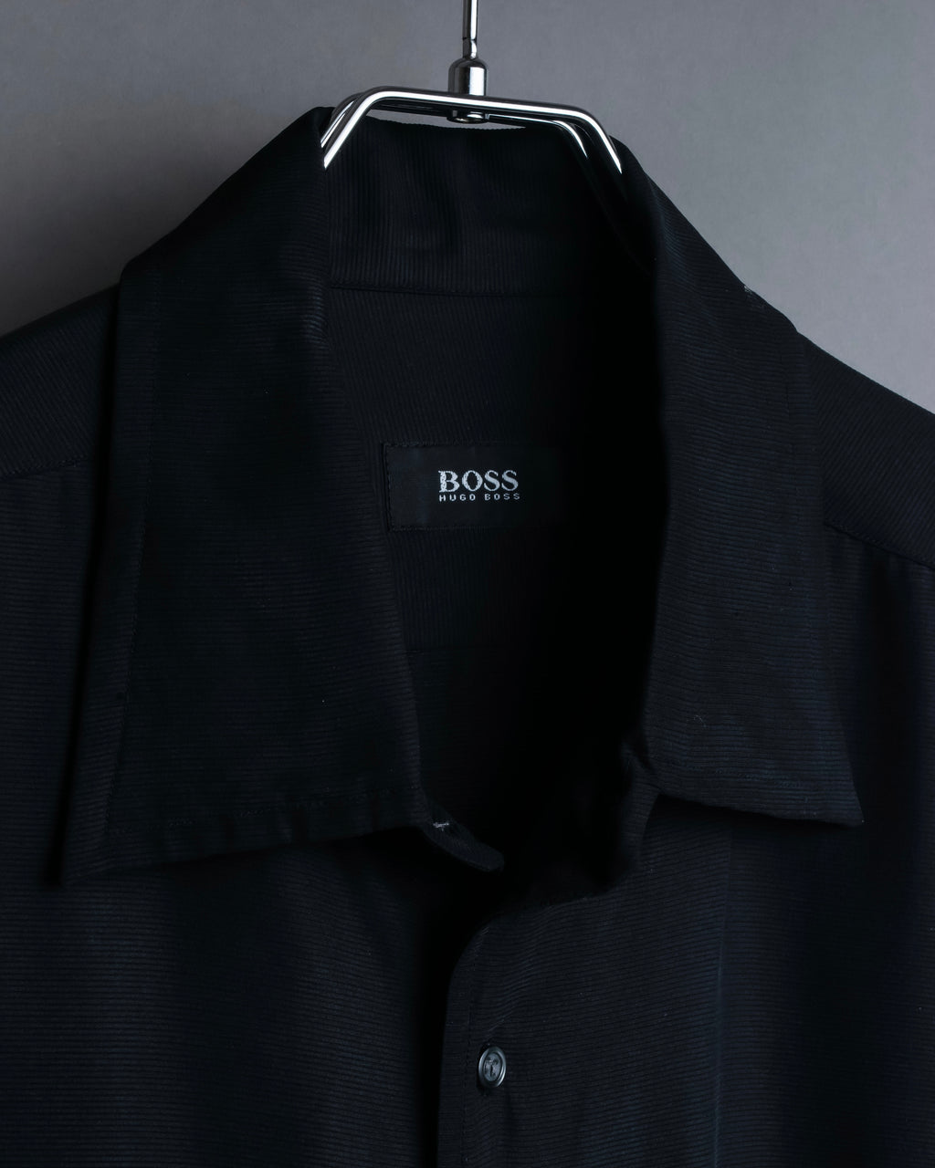 "HUGO BOSS" Striped fabric super oversized black shirt