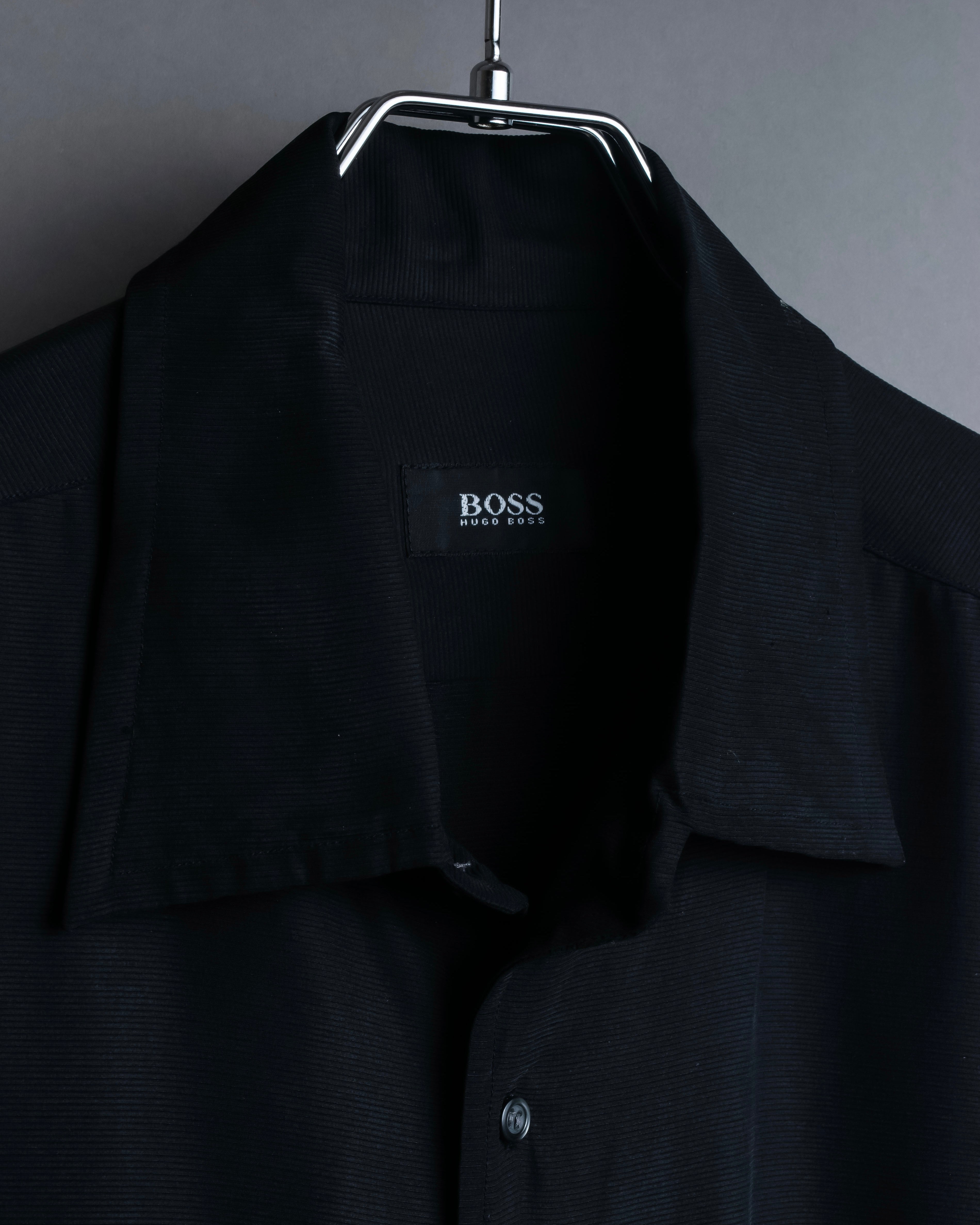 "HUGO BOSS" Striped fabric super oversized black shirt