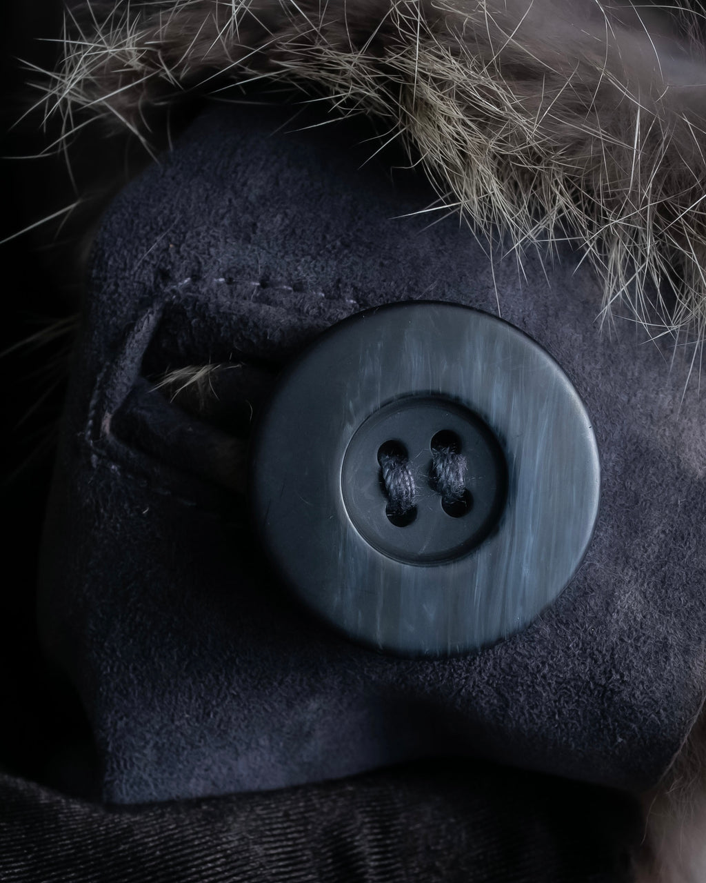 Fur switching design suede long coat