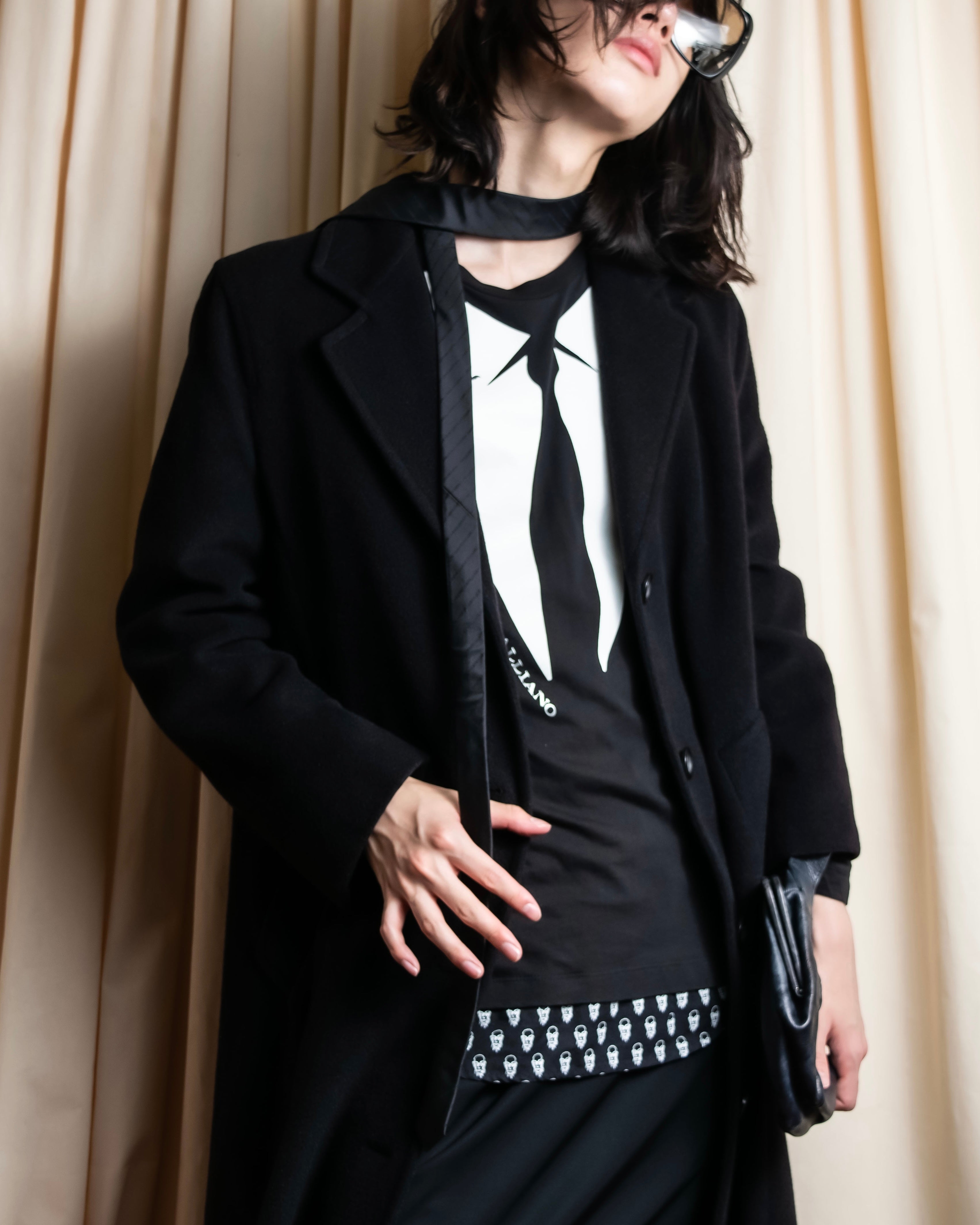 "John Galliano" Tie motif trompe l'oeil design pullover