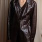 "Vintage 100% cow leather oversized tailored jacket"