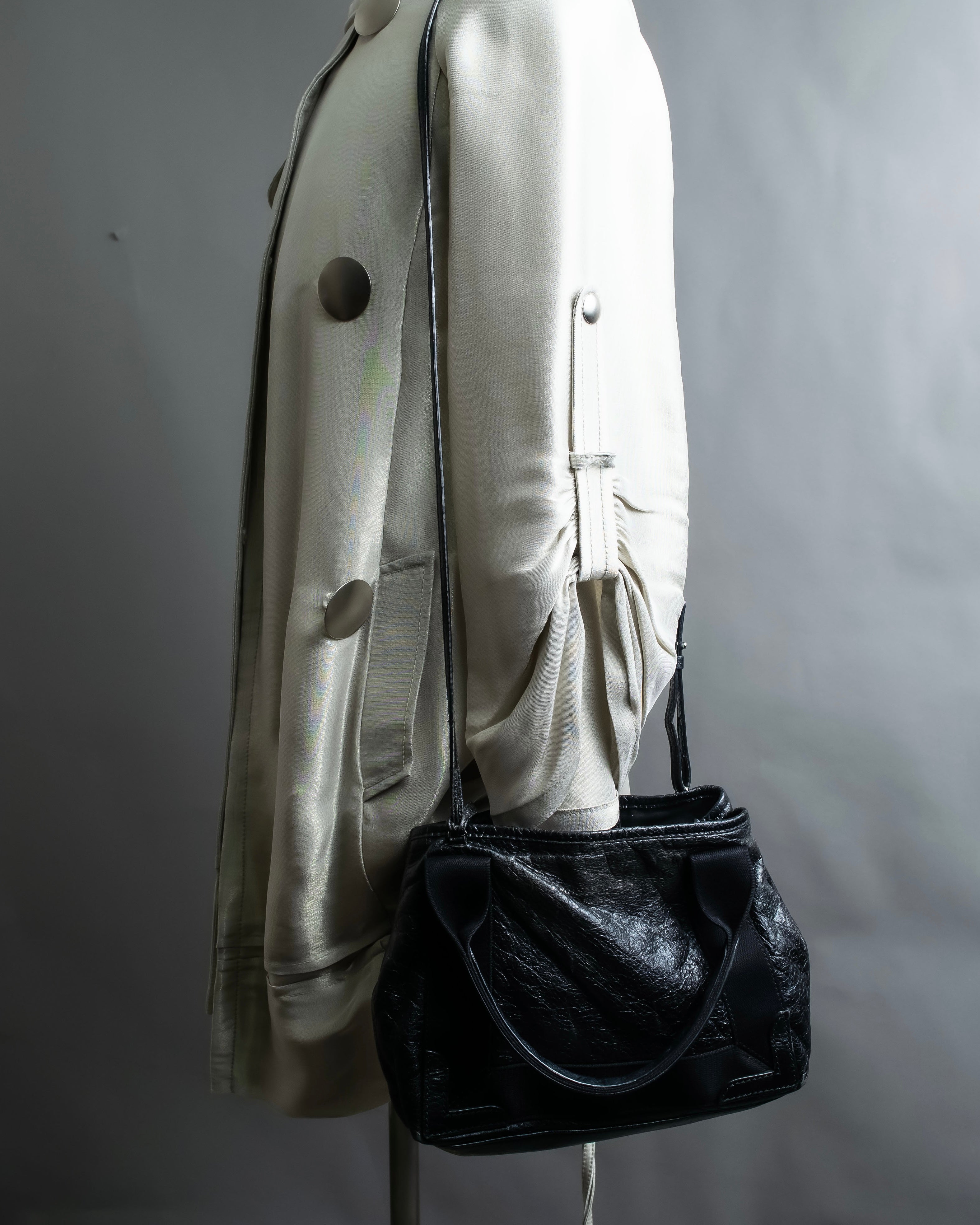 Balenciaga” navy cavas xs hand bag – MOOD