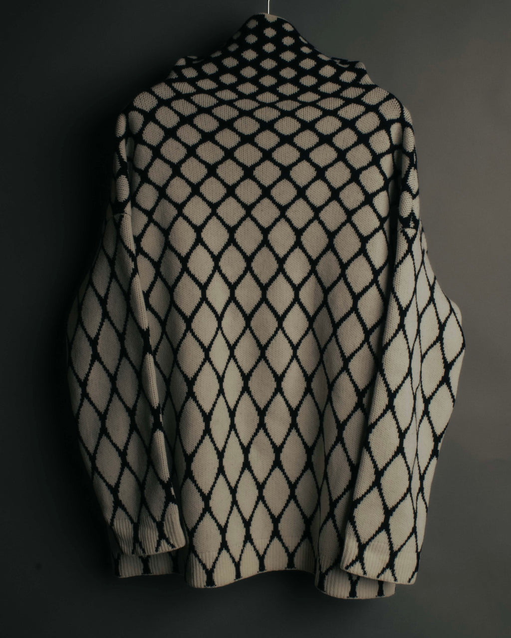 "VALENTINO" 20's Oversized diamond jacquard turtleneck knit sweater