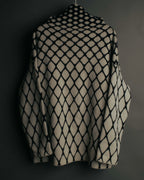 "VALENTINO" 20's Oversized diamond jacquard turtleneck knit sweater
