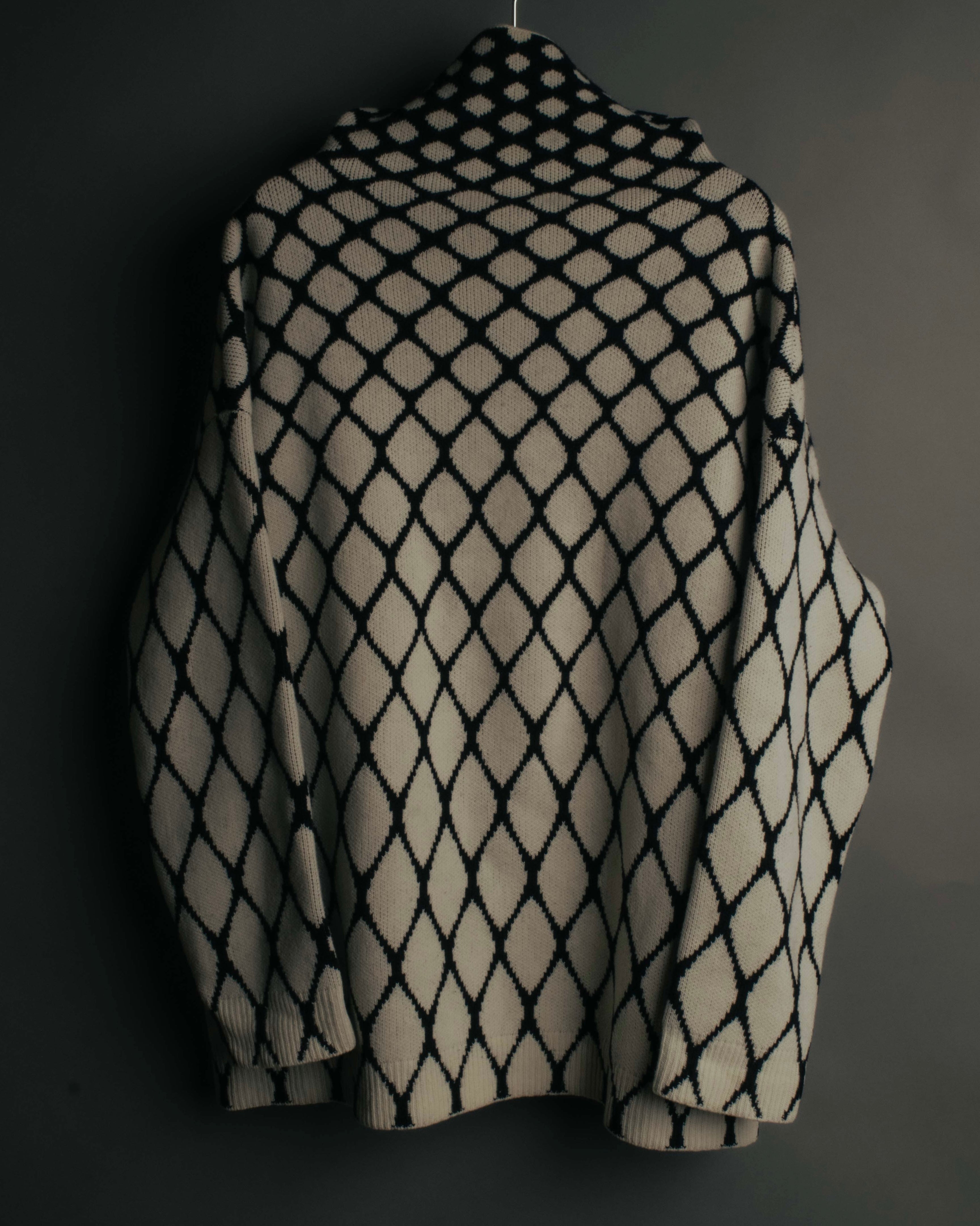 "VALENTINO" 20's Oversized diamond jacquard turtleneck knit sweater