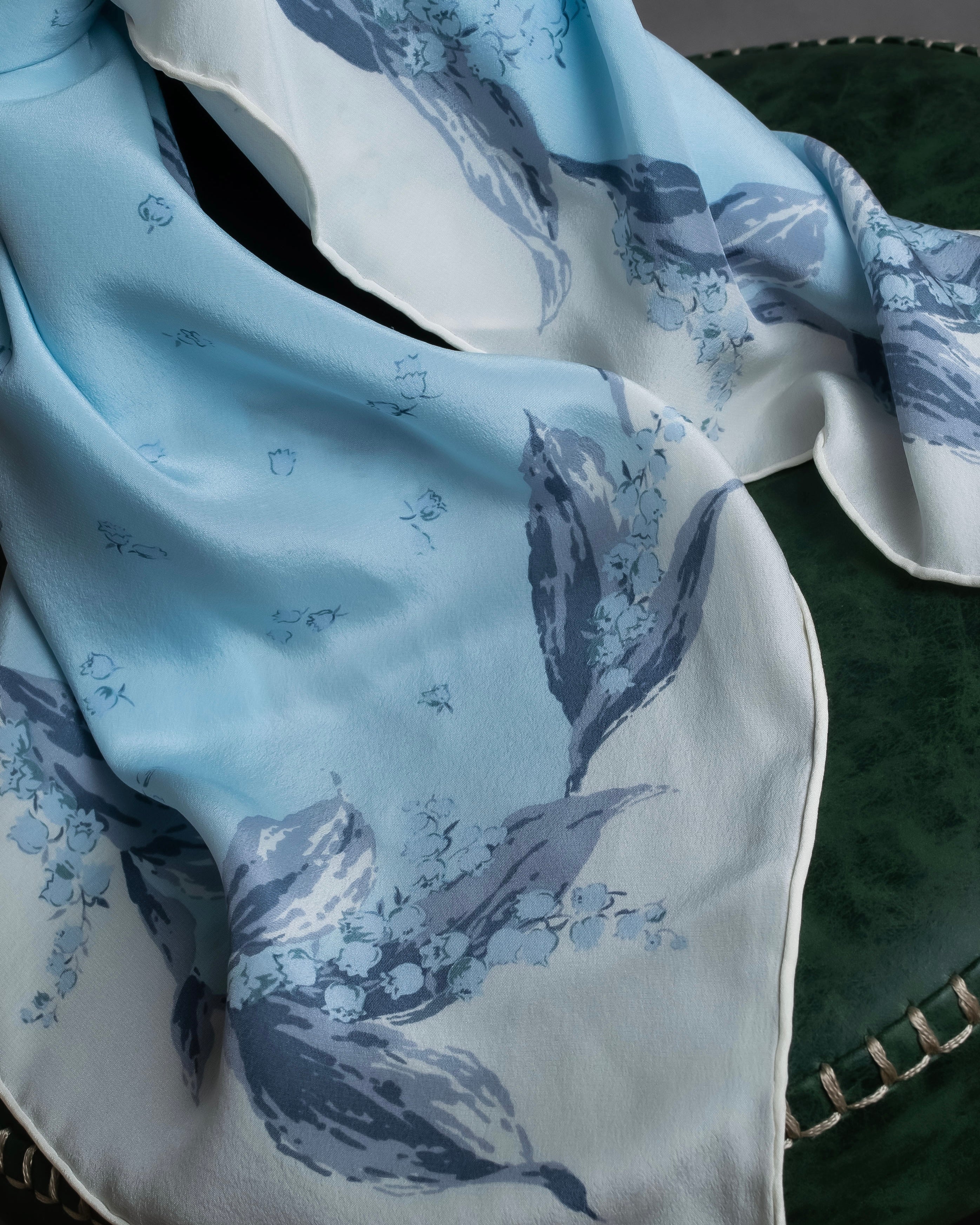 "Christian Dior" Bird motif silk scarf