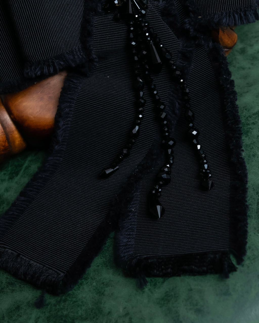 "GUCCI" Black bejeweled grosgrain ribbon