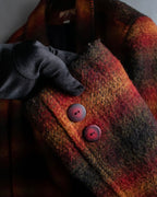 "American Eagle" Warm-colored check pattern shawl collar jacket