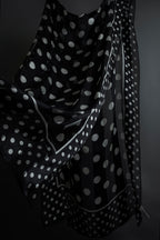 "YVES SAINT LAURENT" Large polka dot silk long scarf