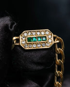 “Christian Dior” green & clear crystal designed gold chain bracelet
