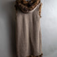 Vintage cashmere knit fur dogged reversible long gilet