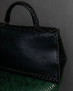 "FENDI" Hand stitched design leather hand bag