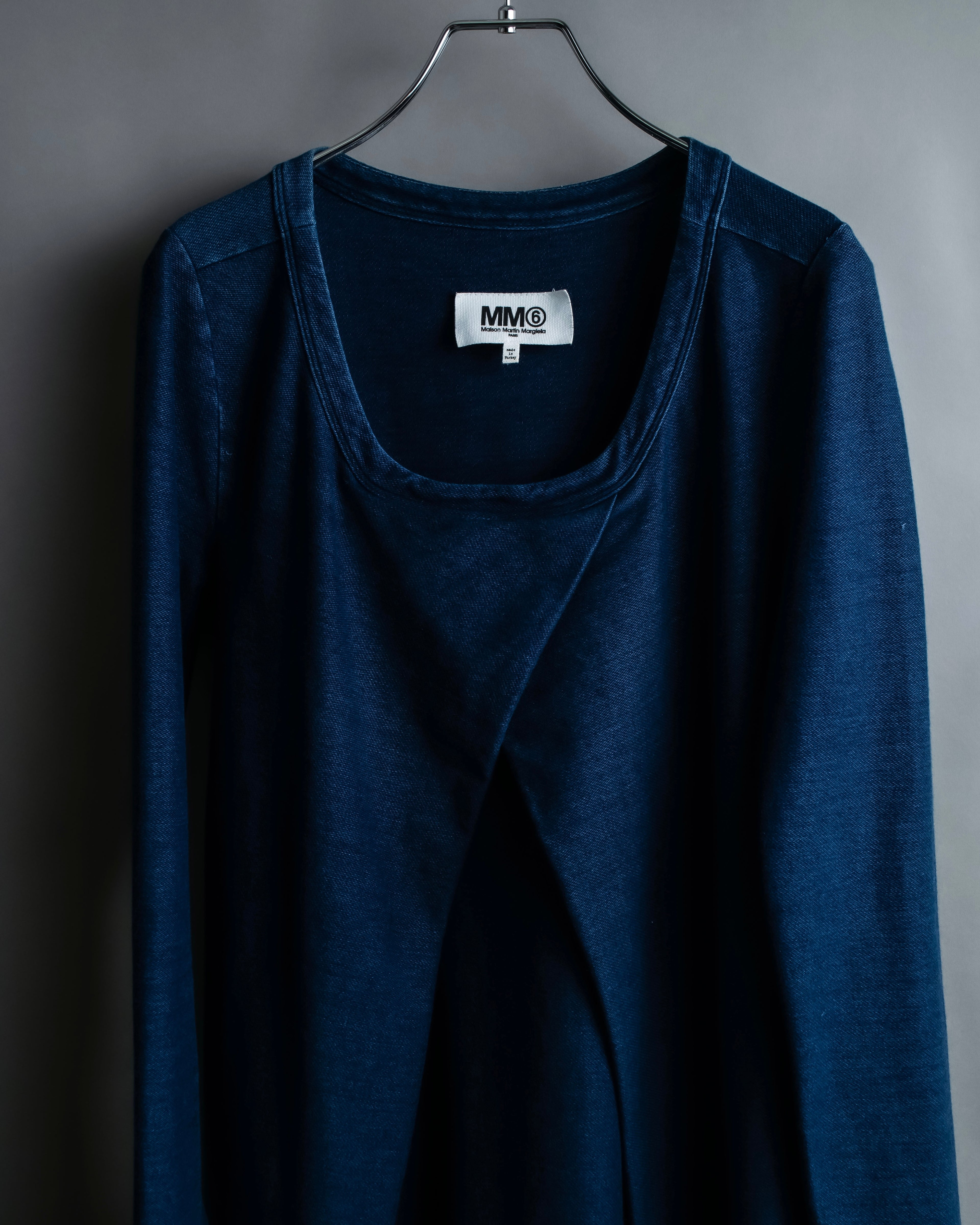 “MM6” front cut designed dennim long pull over