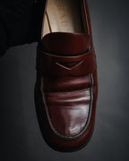 "PRADA" 90’s-00’s Hexagon knight rubber sole polished penny loafer