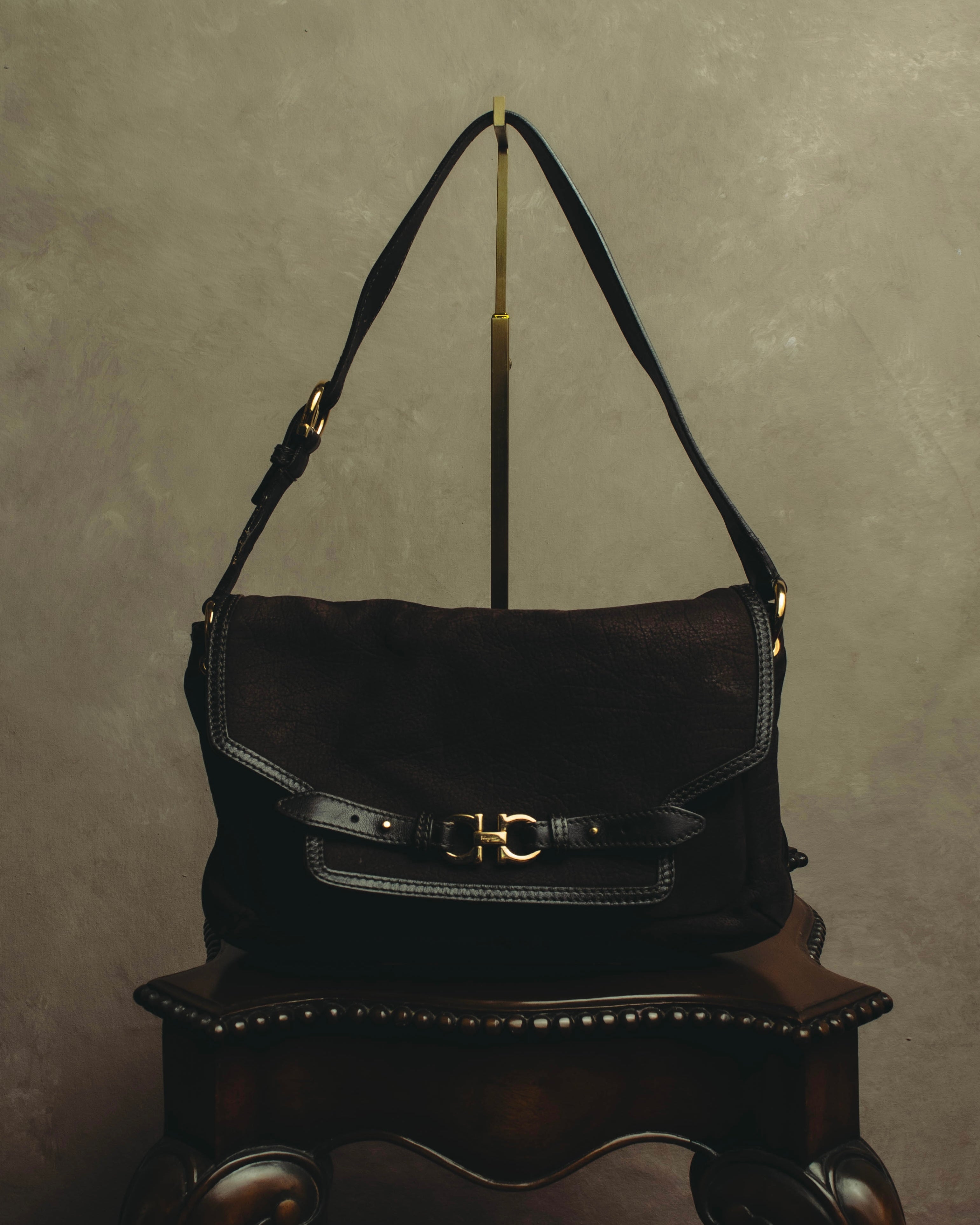 "Salvatore Ferragamo" 00's-10's Gancini leather shoulder bag