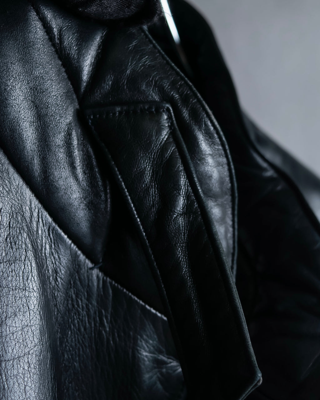"Claude Montana" Drawcord detail stand-up collar leather blouson