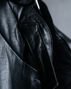 "Claude Montana" Drawcord detail stand-up collar leather blouson