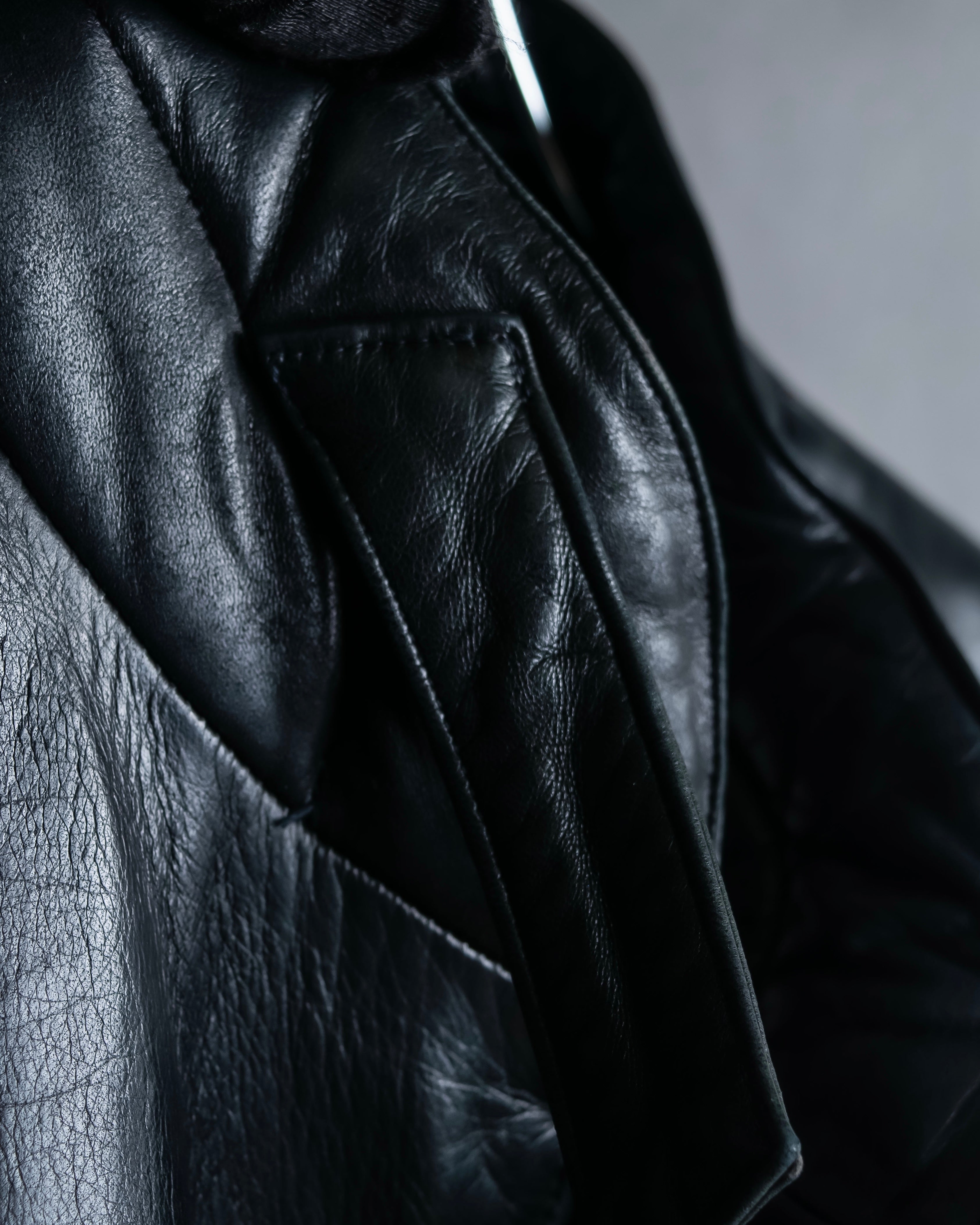 "Claude Montana" Drawcord detail stand-up collar leather blouson