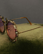 "Christian Dior" 70's-80's Vintage ornate jewel-embellished round sunglasses