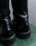 "GUCCI" Front zip design lace-up leather uncle boots