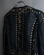 Reserved "Elie Saab" Gold stud detail tweed jacket