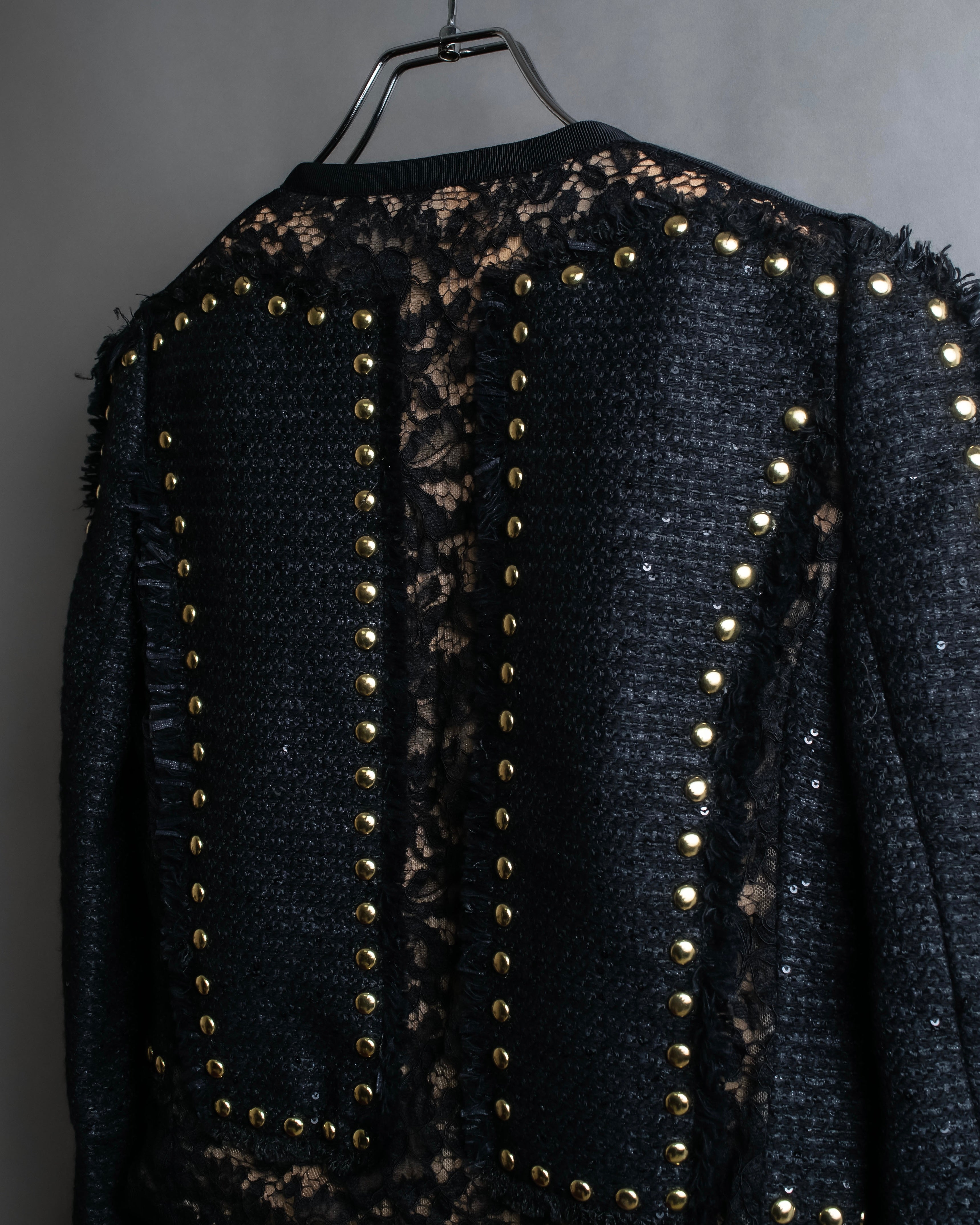 Reserved "Elie Saab" Gold stud detail tweed jacket
