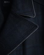 "HUGO BOSS" Double-breasted plaid coat