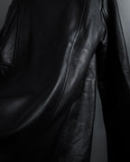 "COACH" Double-breasted panel work design leather coat