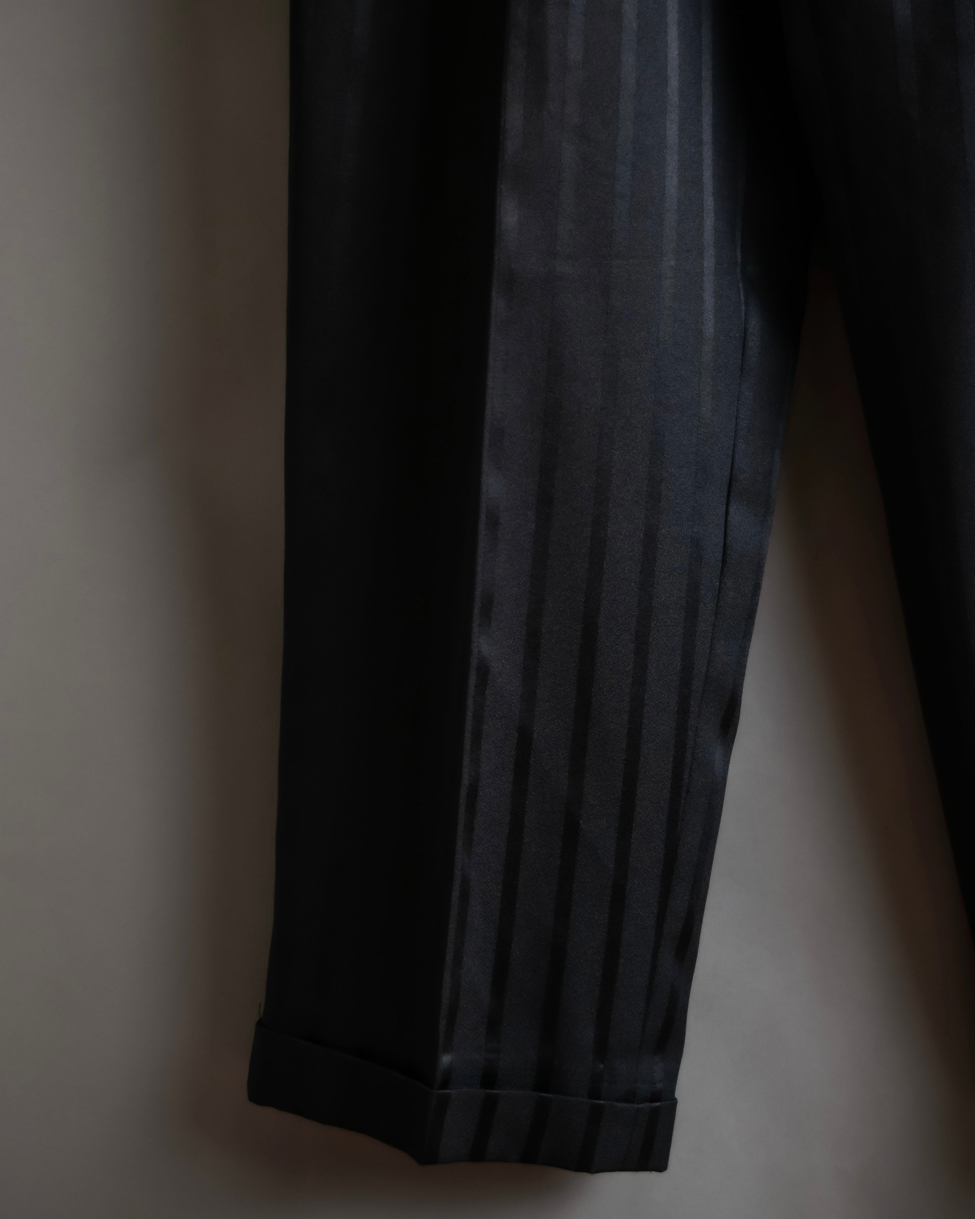 "Vintage subtle gloss striped wide slacks"