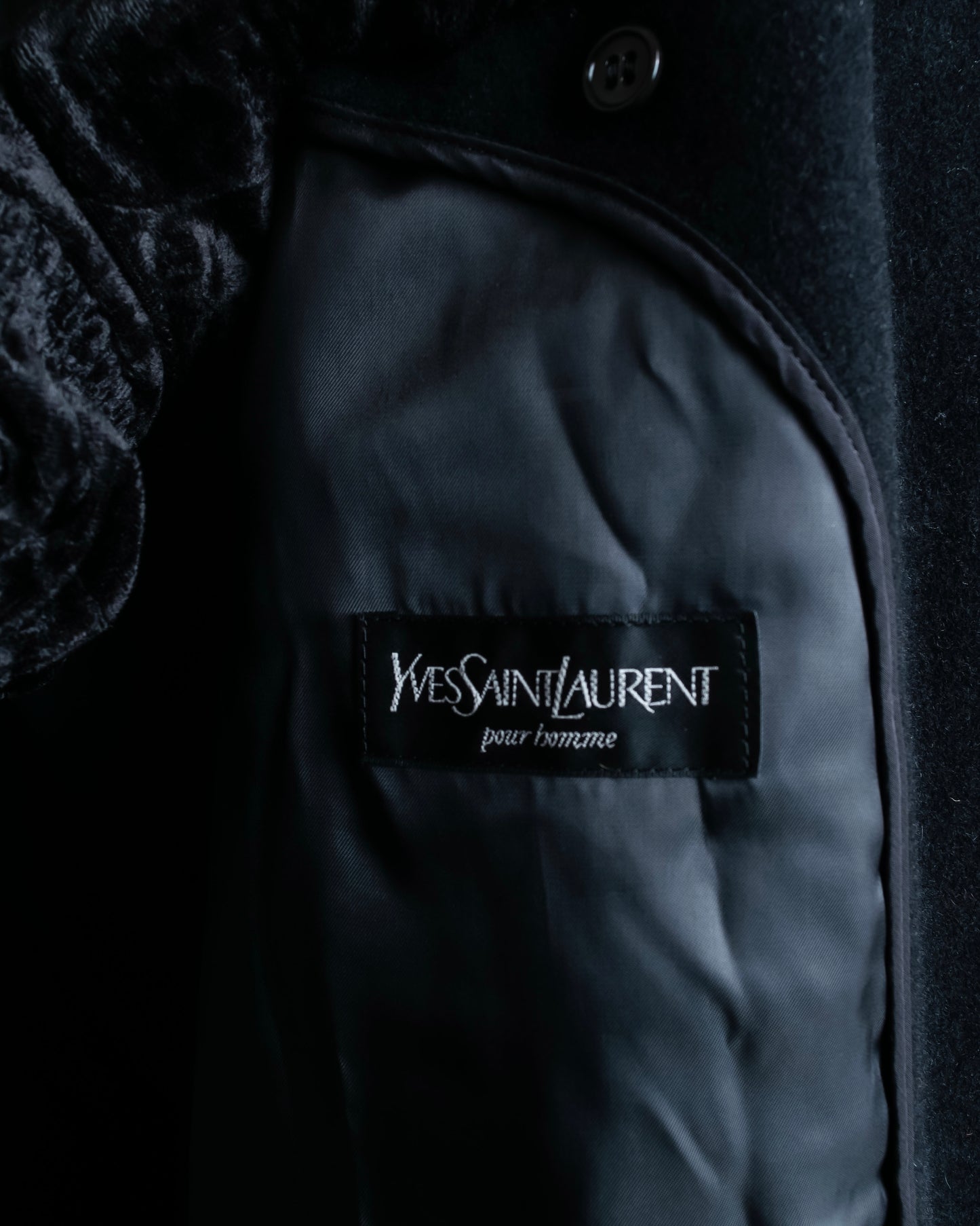 "YVES SAINT LAURENT" Fly front soutien collar mid length coat