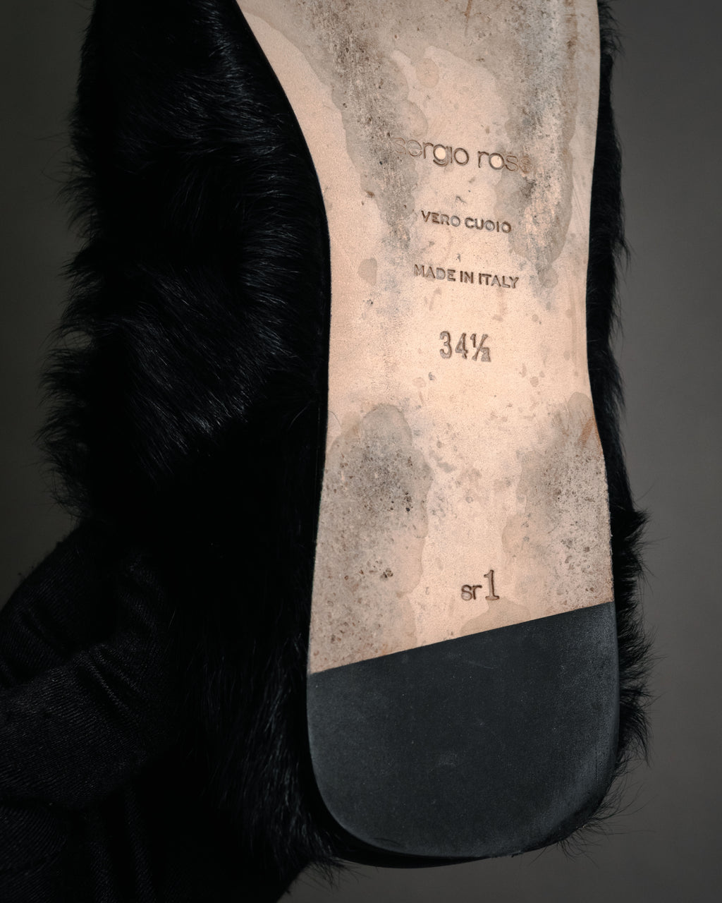 “sergio rossi” 2010’s Fur covered square toe loafers