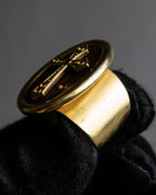 "JEAN PAUL GAULTIER" Cross motif leather panel gold ring