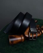 "PRADA" Black x blue reversible design belt