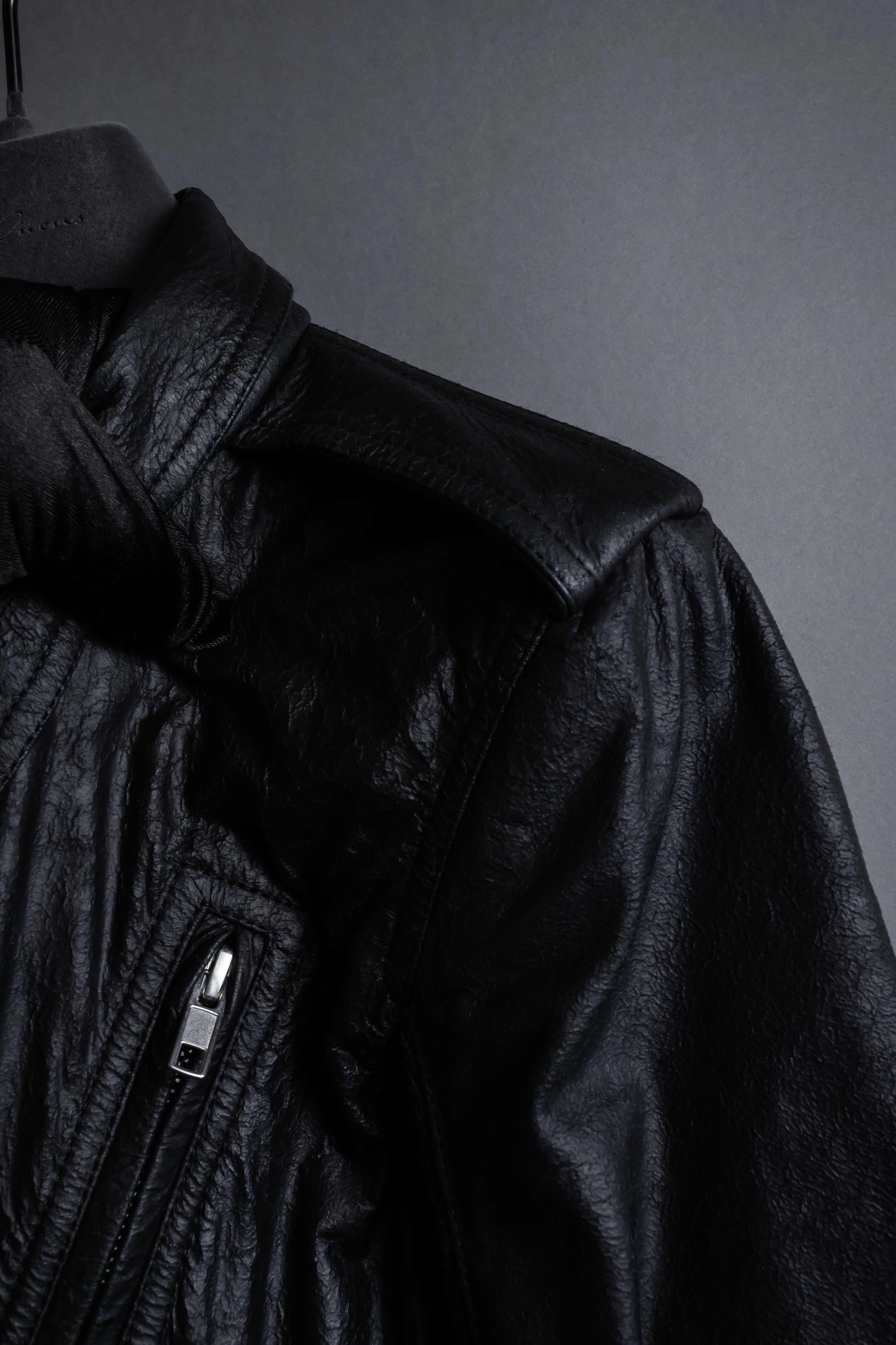-SPECIAL- "Rick Owens" 15AW Beautiful wrinkles front zip leather jacket