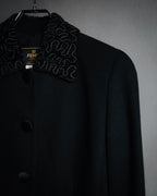 –SPECIAL– “FENDI” 90’s Embroidered collar long tailored jacket