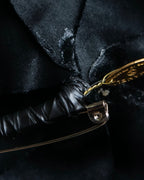 "CHANEL" Black camellia motif brooch