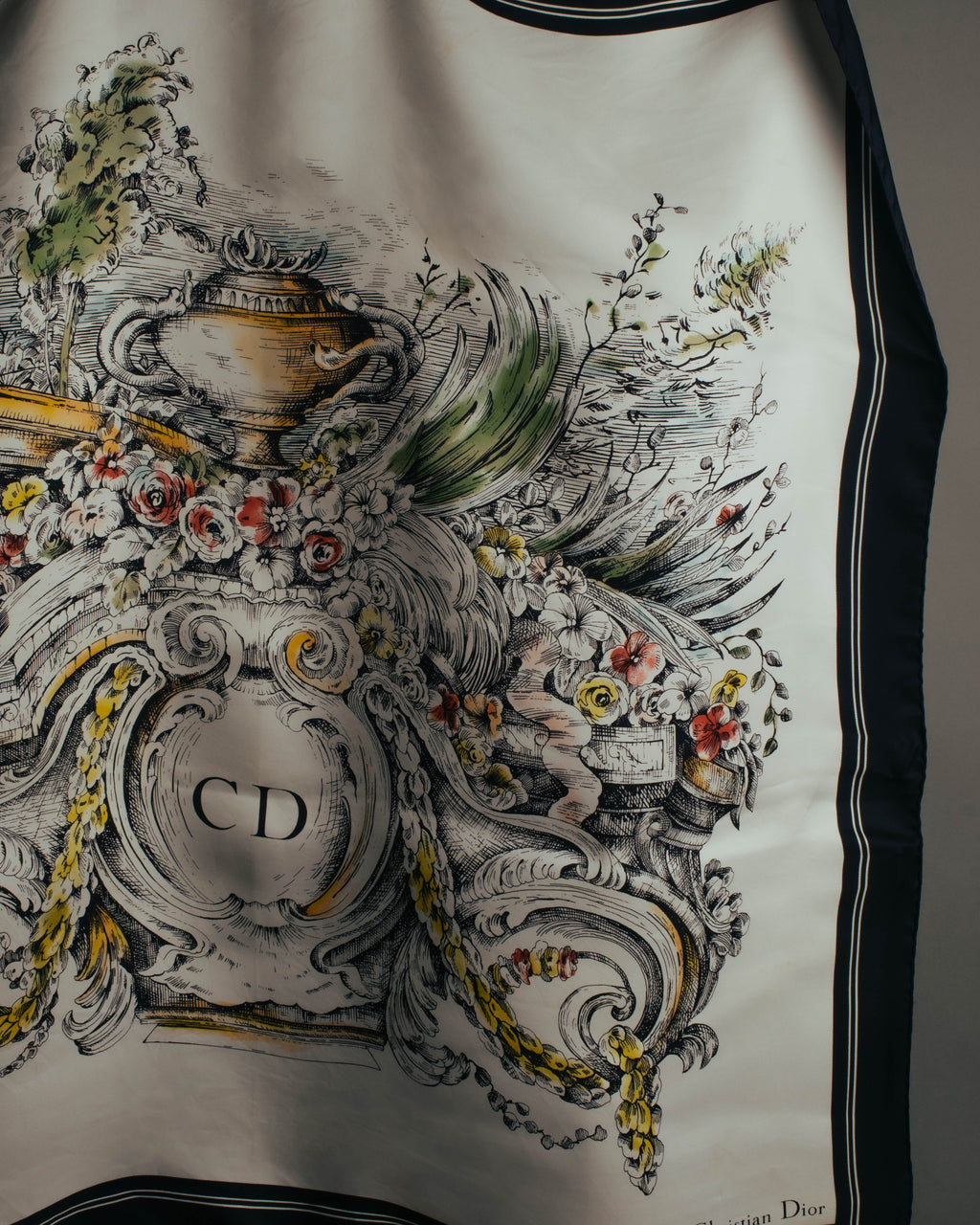 "Christian Dior" Vintage baroque print square scarf