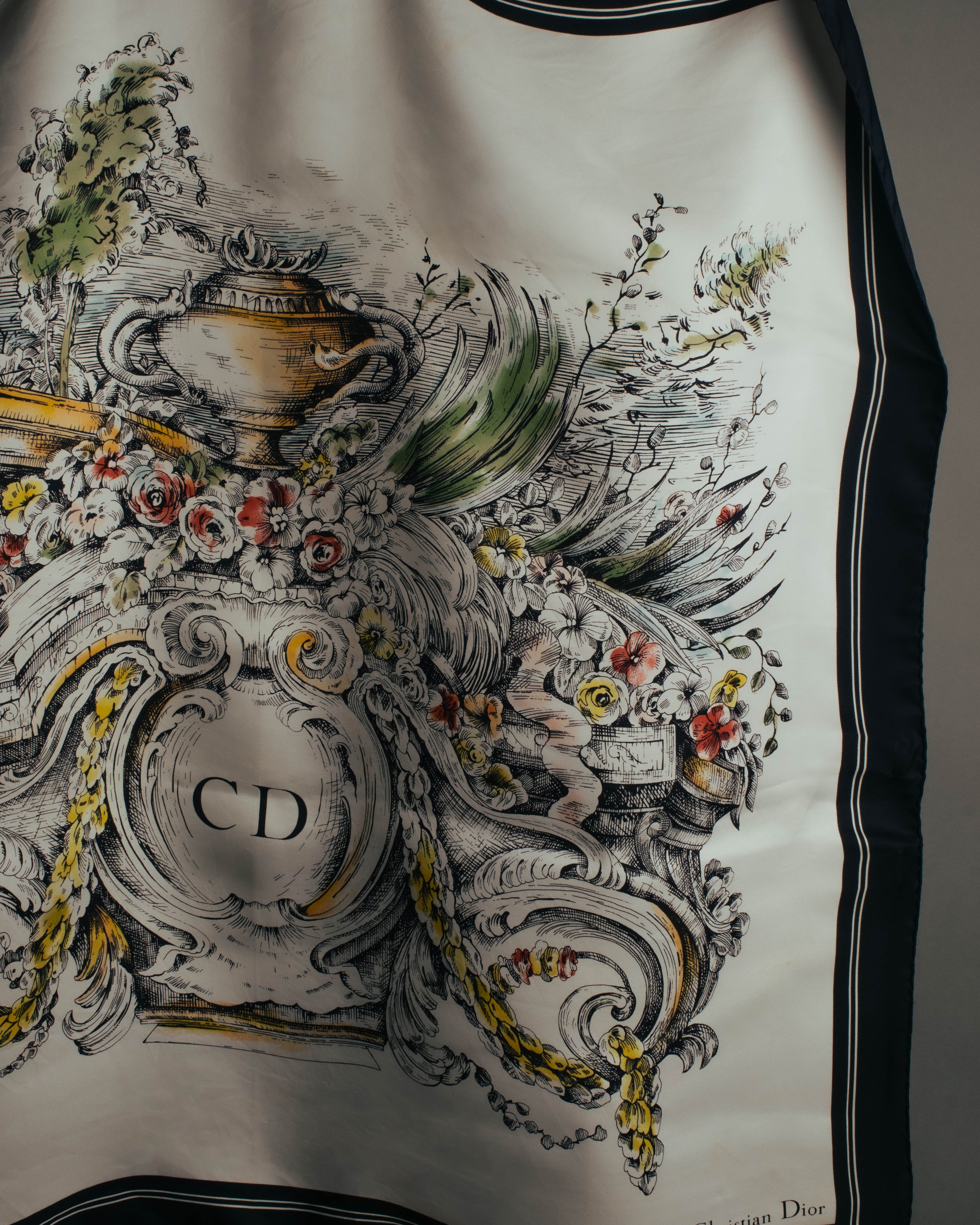 "Christian Dior" Vintage baroque print square scarf