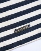CÉLINE/ Classical Tight Fit Crew Neck Striped Top Navy × White