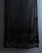 "RRL Ralph Lauren" Sequined beaded plant motif tulle sleeveless dress