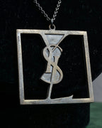 "YVES SAINT LAURENT" Cassandra logo motif silver necklace
